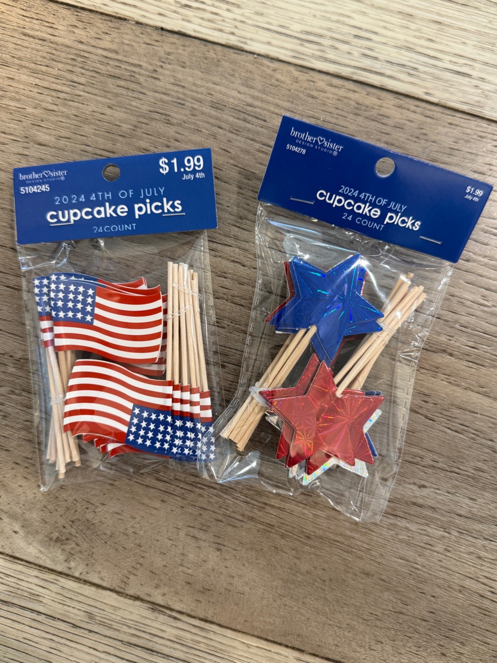 Hobby Lobby Red, White & Blue Star and Flag Cupcake Picks